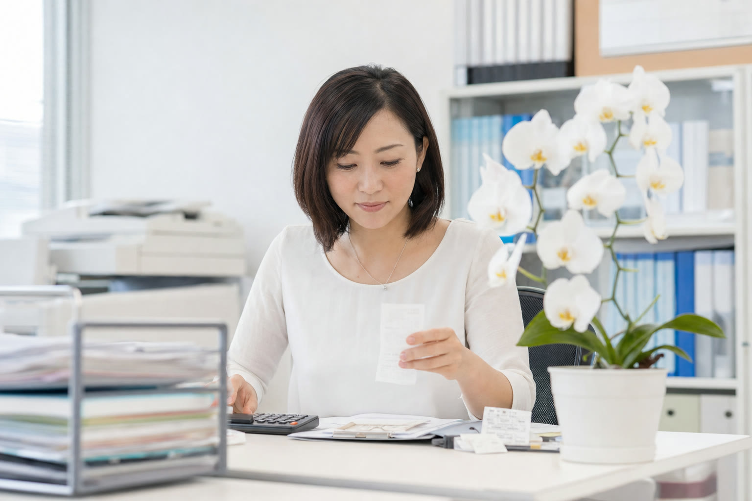 胡蝶蘭の領収書と経費精算の書類
